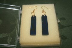 Item F99 Gold earrings Blue acrylic $20.