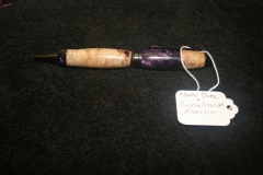 SOLD  Item #D87 Maple Burl and purple acrylic , in gun metal finish. Price $35.00